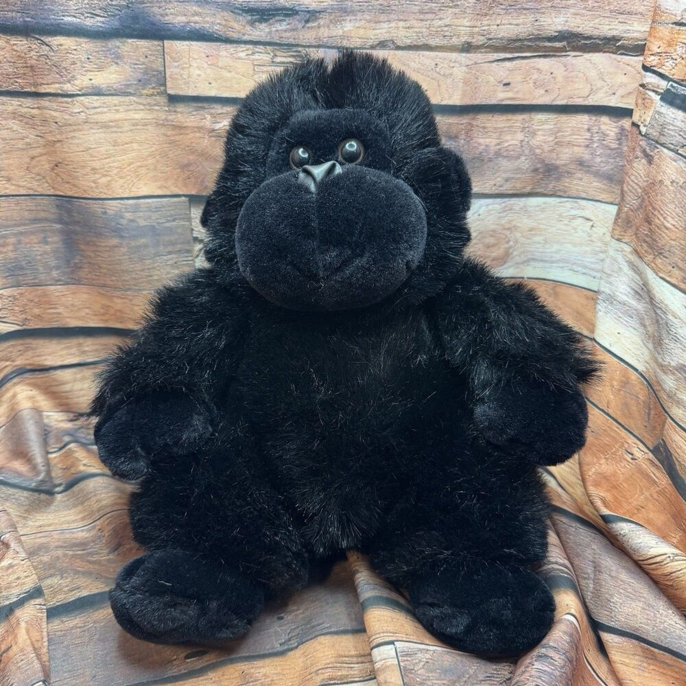 TB Trading Black Gorilla Plush Toy Stuffed Animal 10” Soft Cuddly Ape Doll Vtg